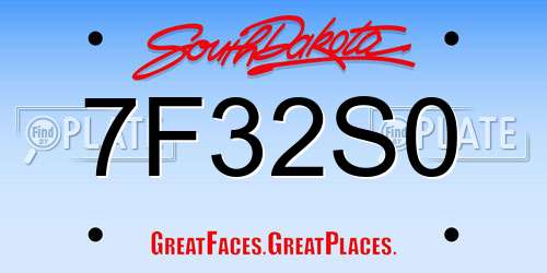 7F32S0 South Dakota License Plate