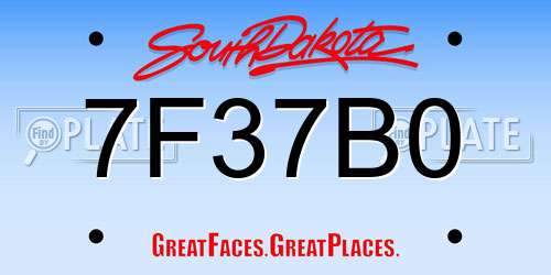 7F37B0 South Dakota License Plate