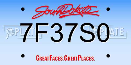 7F37S0 South Dakota License Plate