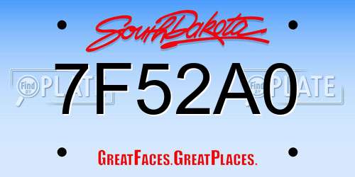 7F52A0 South Dakota License Plate