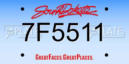 7F5511 South Dakota License Plate