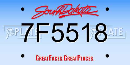 7F5518 South Dakota License Plate