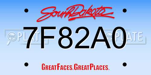 7F82A0 South Dakota License Plate