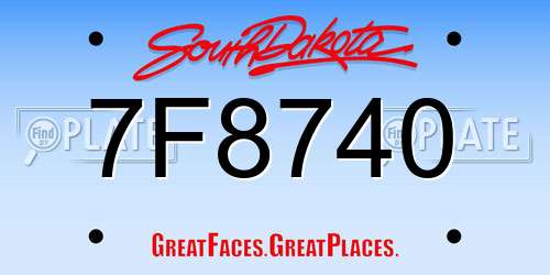 7F8740 South Dakota License Plate