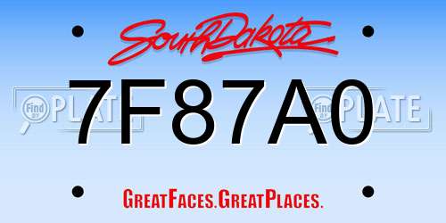 7F87A0 South Dakota License Plate