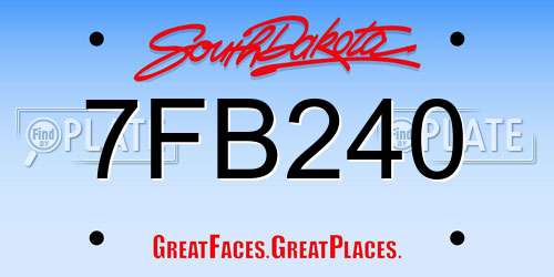 7FB240 South Dakota License Plate