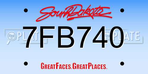 7FB740 South Dakota License Plate