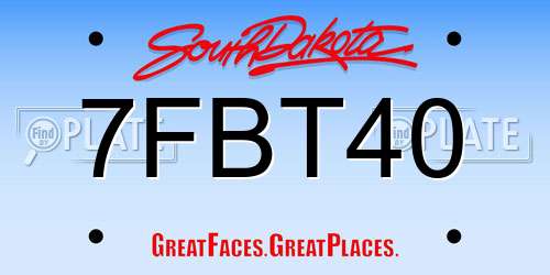 7FBT40 South Dakota License Plate