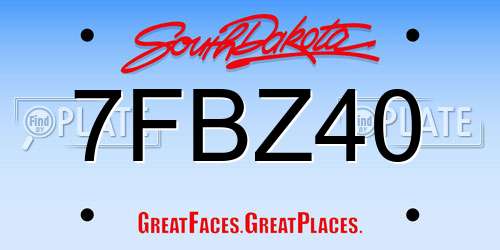7FBZ40 South Dakota License Plate