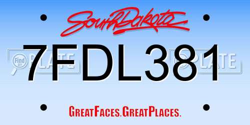 7FDL381 South Dakota License Plate