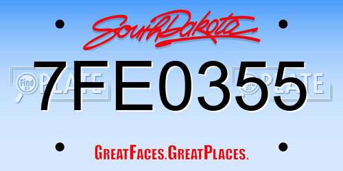 7FE0355 South Dakota License Plate