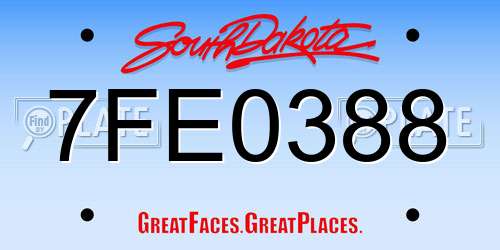 7FE0388 South Dakota License Plate