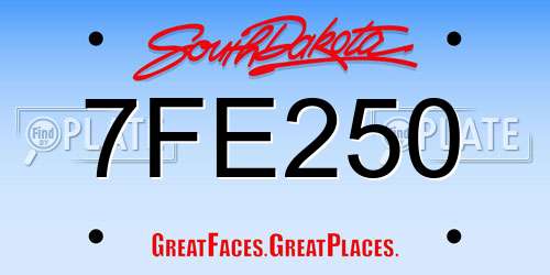 7FE250 South Dakota License Plate