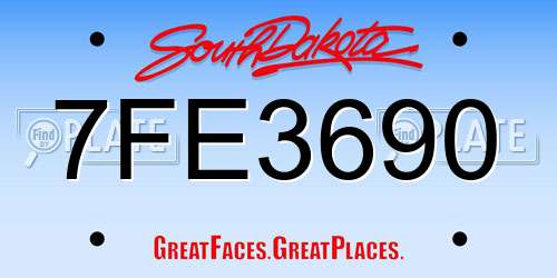 7FE3690 South Dakota License Plate