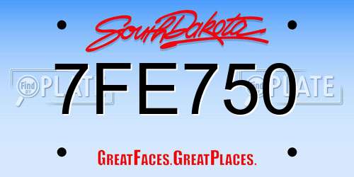 7FE750 South Dakota License Plate