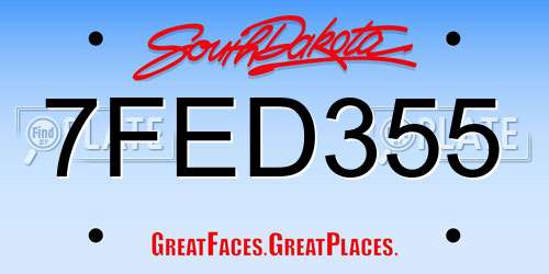 7FED355 South Dakota License Plate