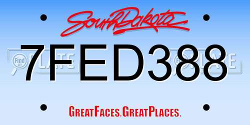 7FED388 South Dakota License Plate