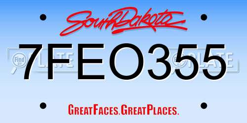7FEO355 South Dakota License Plate