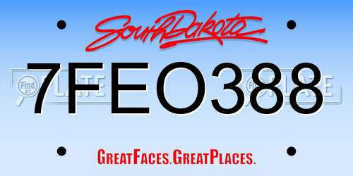 7FEO388 South Dakota License Plate