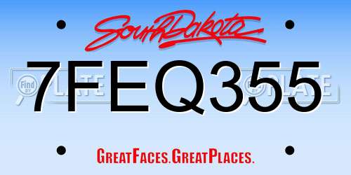 7FEQ355 South Dakota License Plate