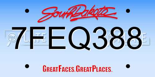 7FEQ388 South Dakota License Plate