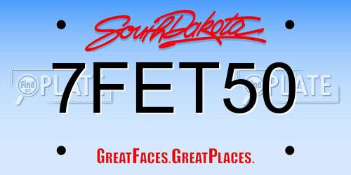 7FET50 South Dakota License Plate