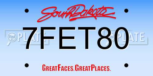 7FET80 South Dakota License Plate