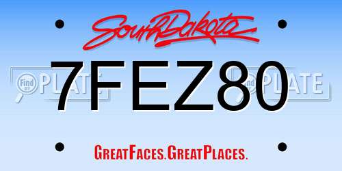 7FEZ80 South Dakota License Plate