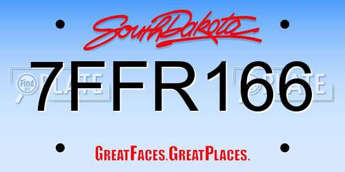 7FFR166 South Dakota License Plate