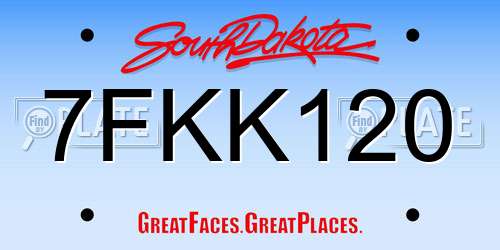 7FKK120 South Dakota License Plate