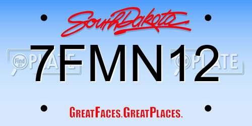7FMN12 South Dakota License Plate