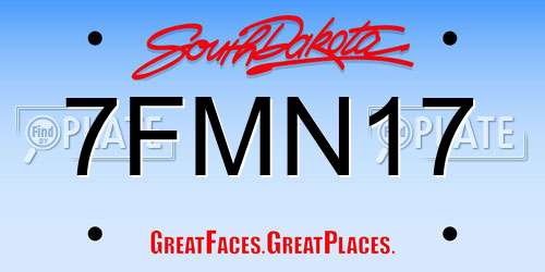 7FMN17 South Dakota License Plate