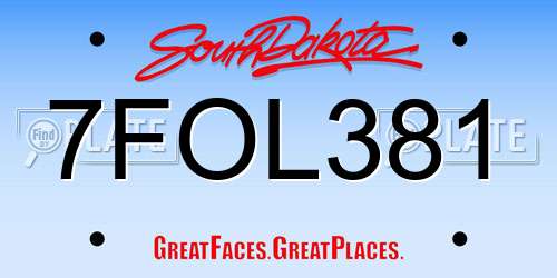 7FOL381 South Dakota License Plate