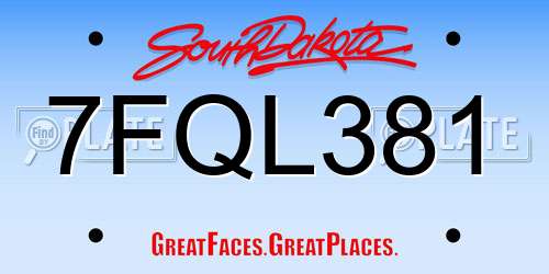 7FQL381 South Dakota License Plate