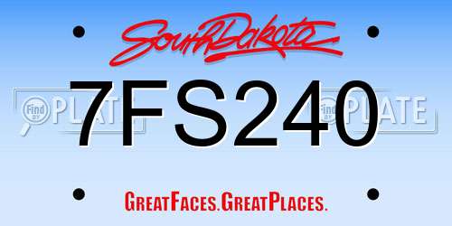 7FS240 South Dakota License Plate