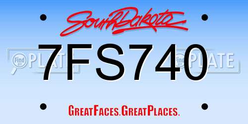 7FS740 South Dakota License Plate