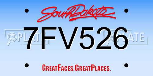 7FV526 South Dakota License Plate