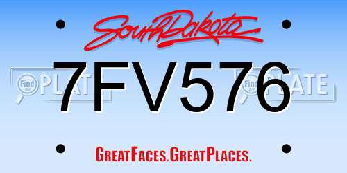 7FV576 South Dakota License Plate