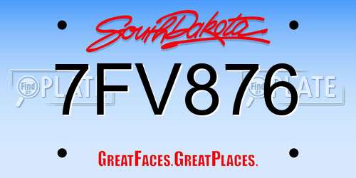 7FV876 South Dakota License Plate