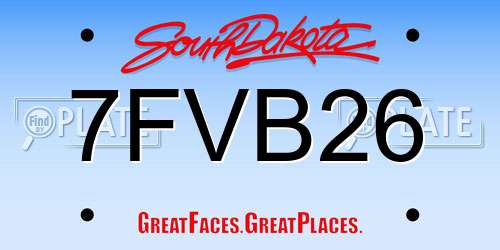 7FVB26 South Dakota License Plate