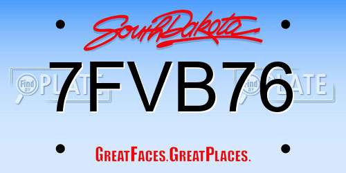 7FVB76 South Dakota License Plate