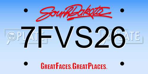7FVS26 South Dakota License Plate