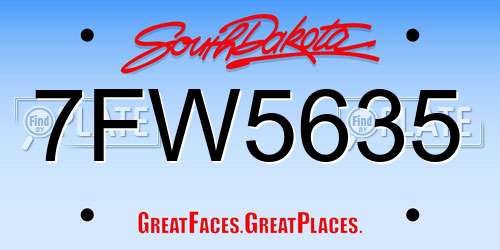7FW5635 South Dakota License Plate