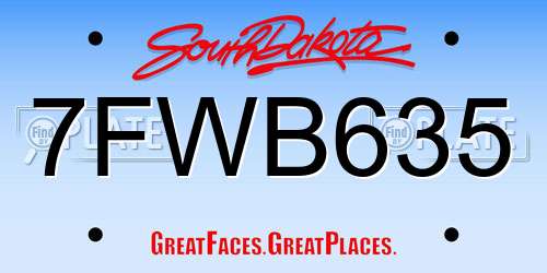 7FWB635 South Dakota License Plate