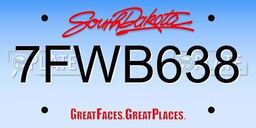 7FWB638 South Dakota License Plate