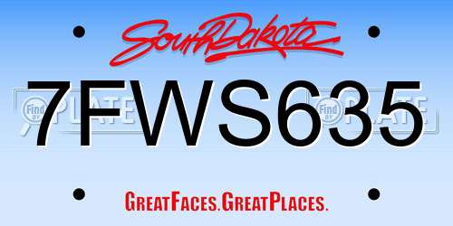 7FWS635 South Dakota License Plate