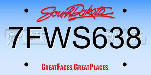 7FWS638 South Dakota License Plate