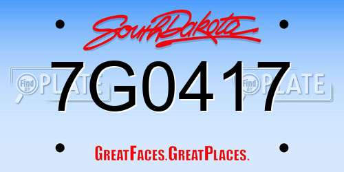 7G0417 South Dakota License Plate