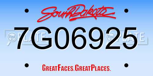 7G06925 South Dakota License Plate