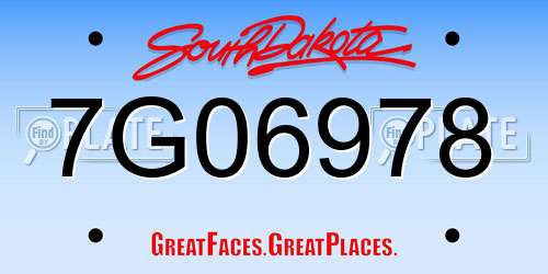 7G06978 South Dakota License Plate